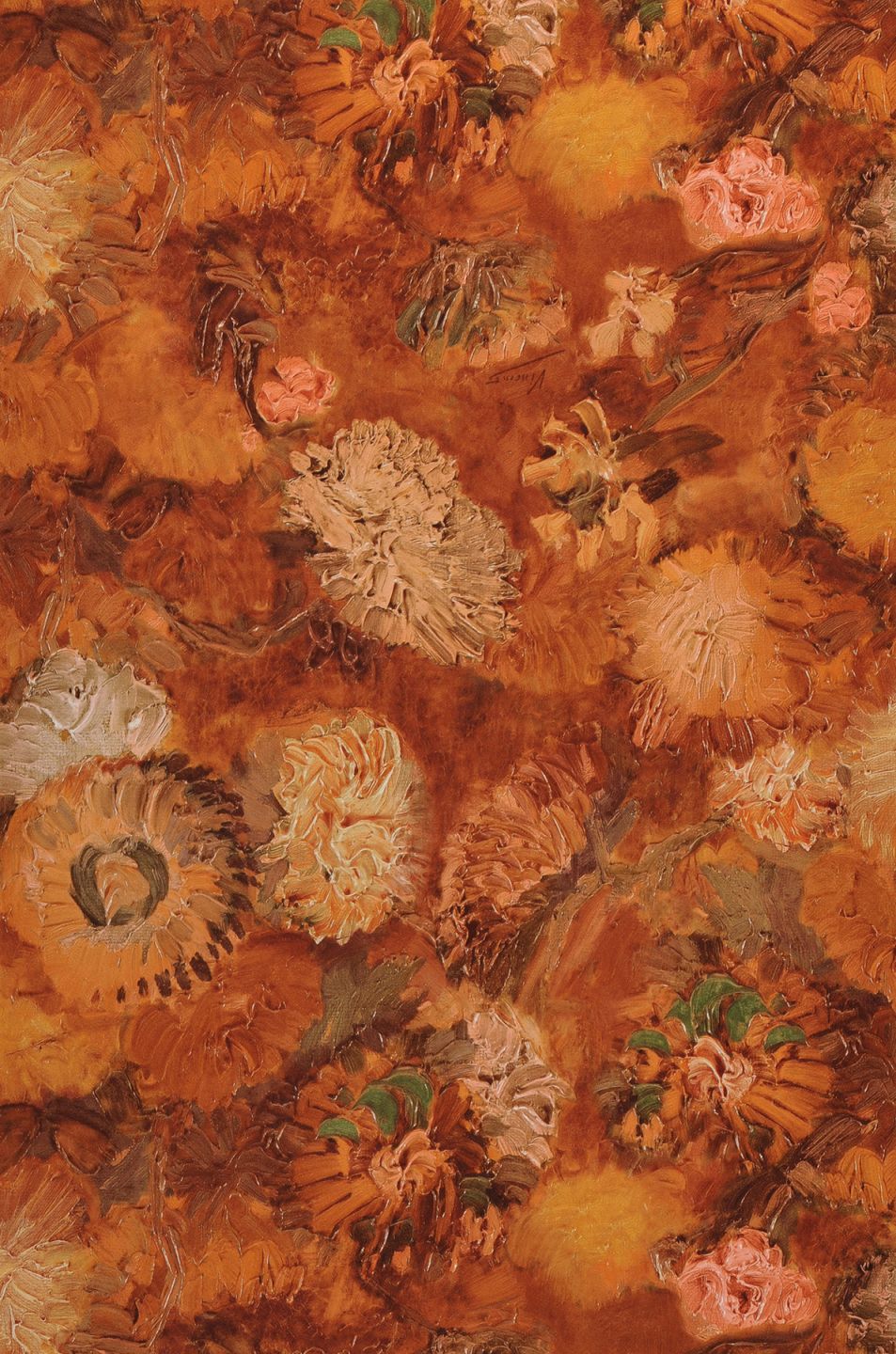  VanGogh Peonies Brown Tones