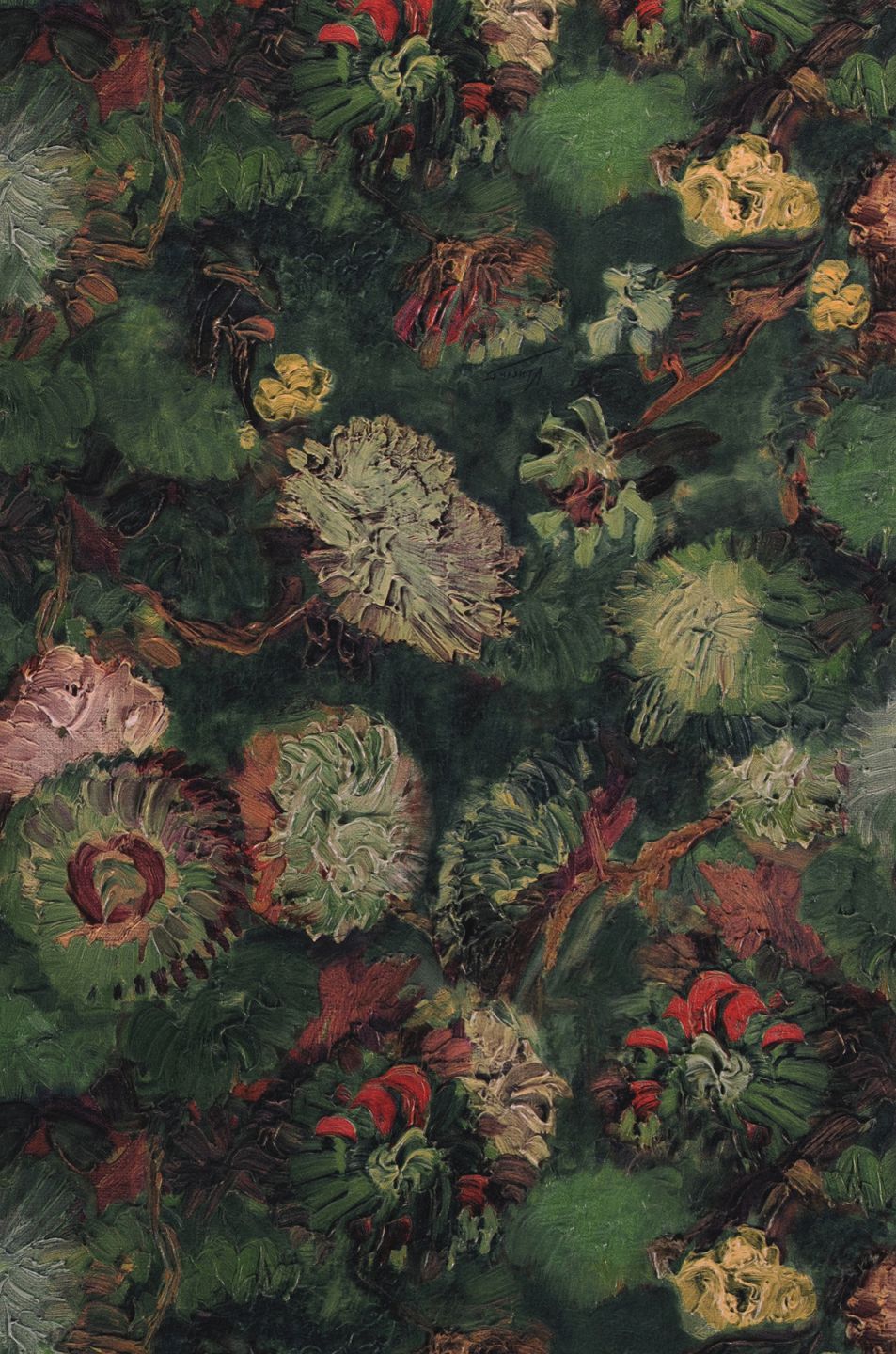  VanGogh Peonies Dark Green