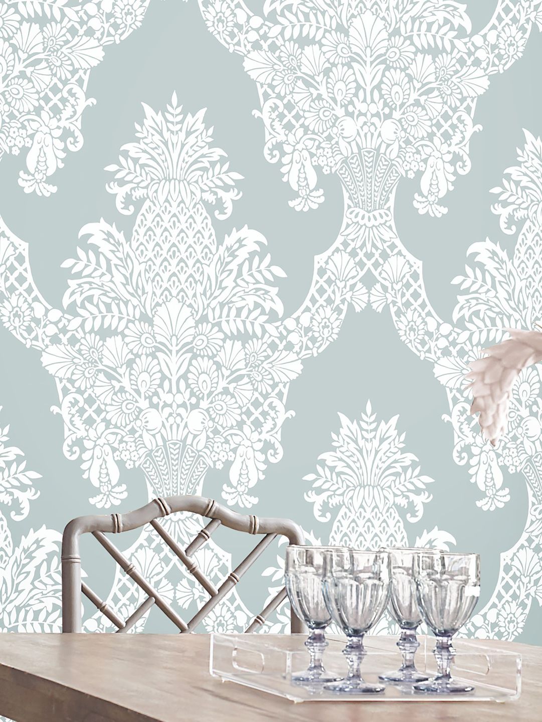 YORK Pineapple Damask Pastel Turquoise