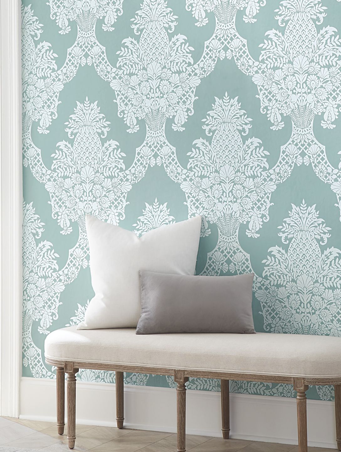 YORK Pineapple Damask Pastel Turquoise