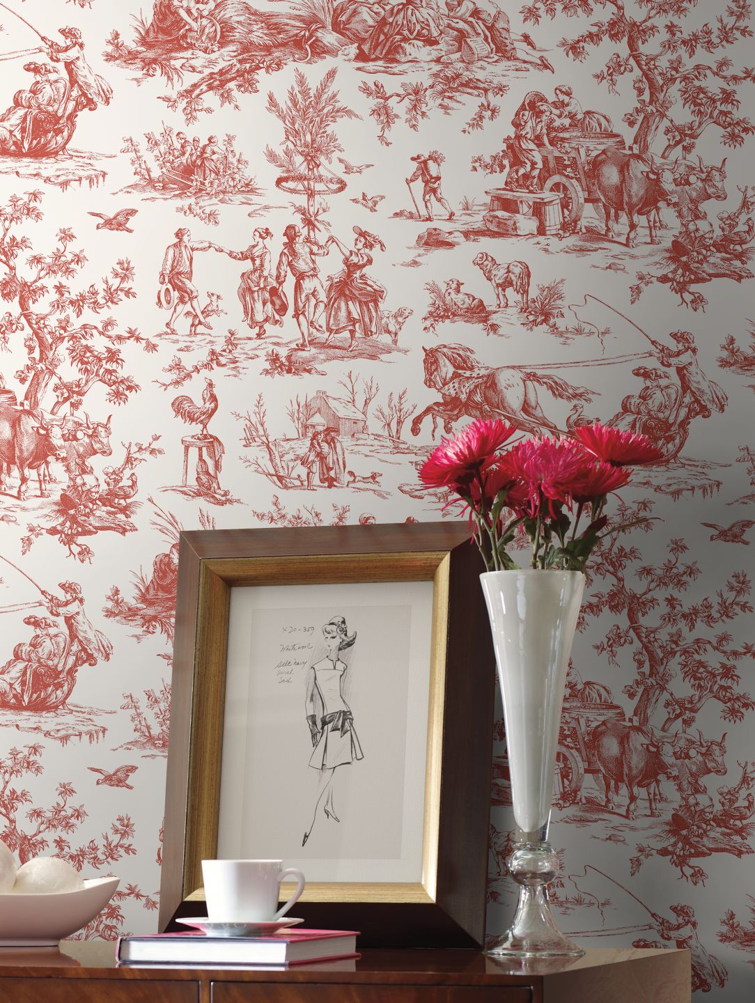 YORK Toile De Jouy Red